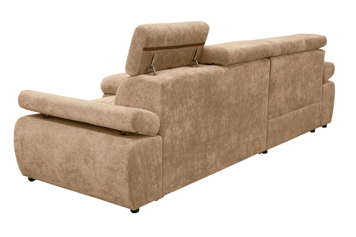Rohová sedačka VEGAS, ľavá, béžovohnedá ženilka - béžovohnedá/čierna, Design, drevo/textil (173/294cm)