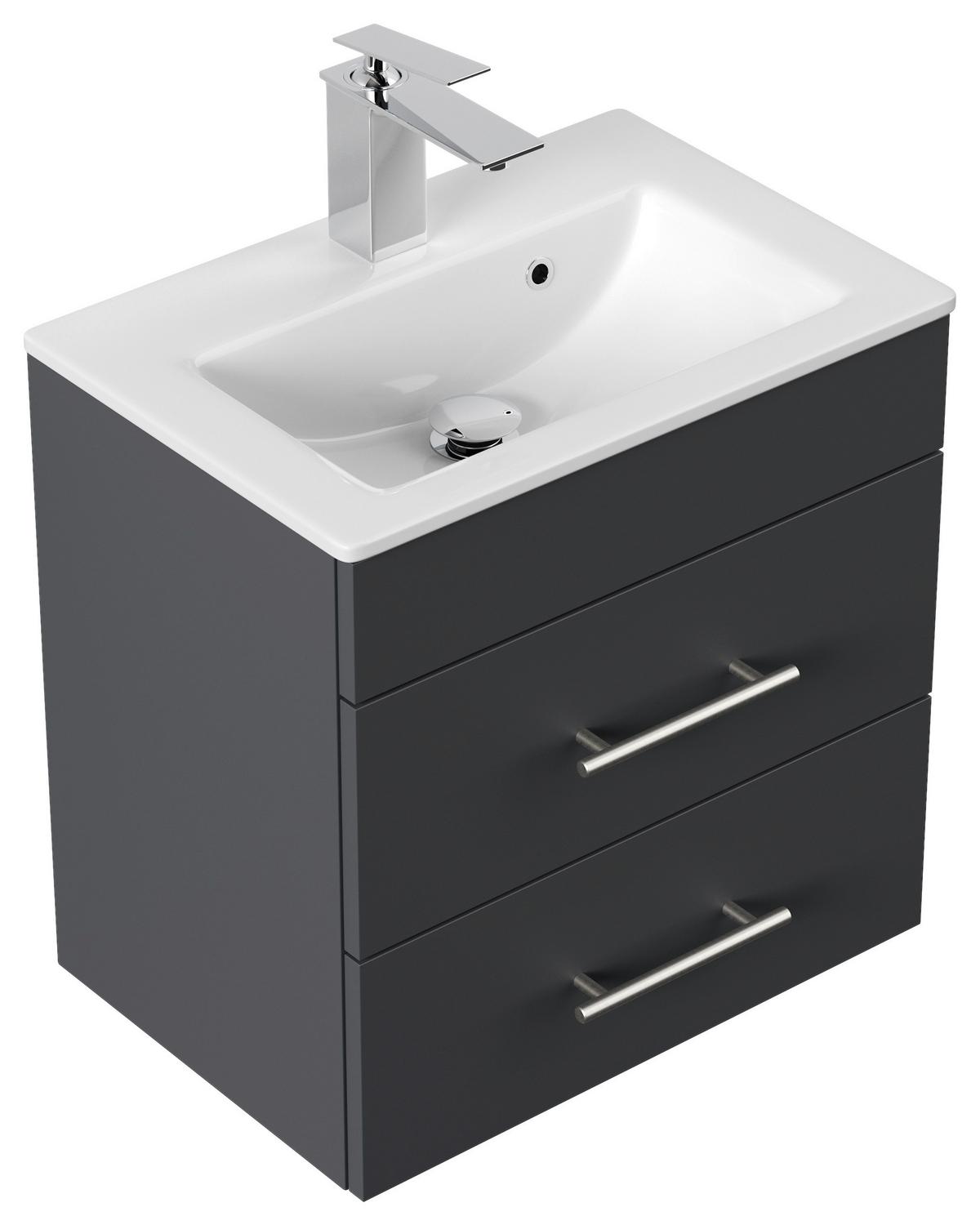 Badezimmer Portus Graphitfarben B: 50 cm - Graphitfarben/Weiß, MODERN, Keramik/Holzwerkstoff (50cm) - MID.YOU