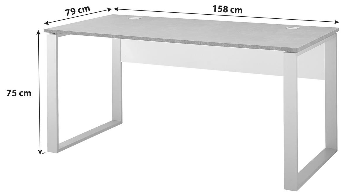 Schreibtisch B 158 H 75 cm Gw-Altino, Graphitfarben/Weiß - Graphitfarben/Weiß, KONVENTIONELL, Holzwerkstoff/Metall (158/75/79cm) - Germania