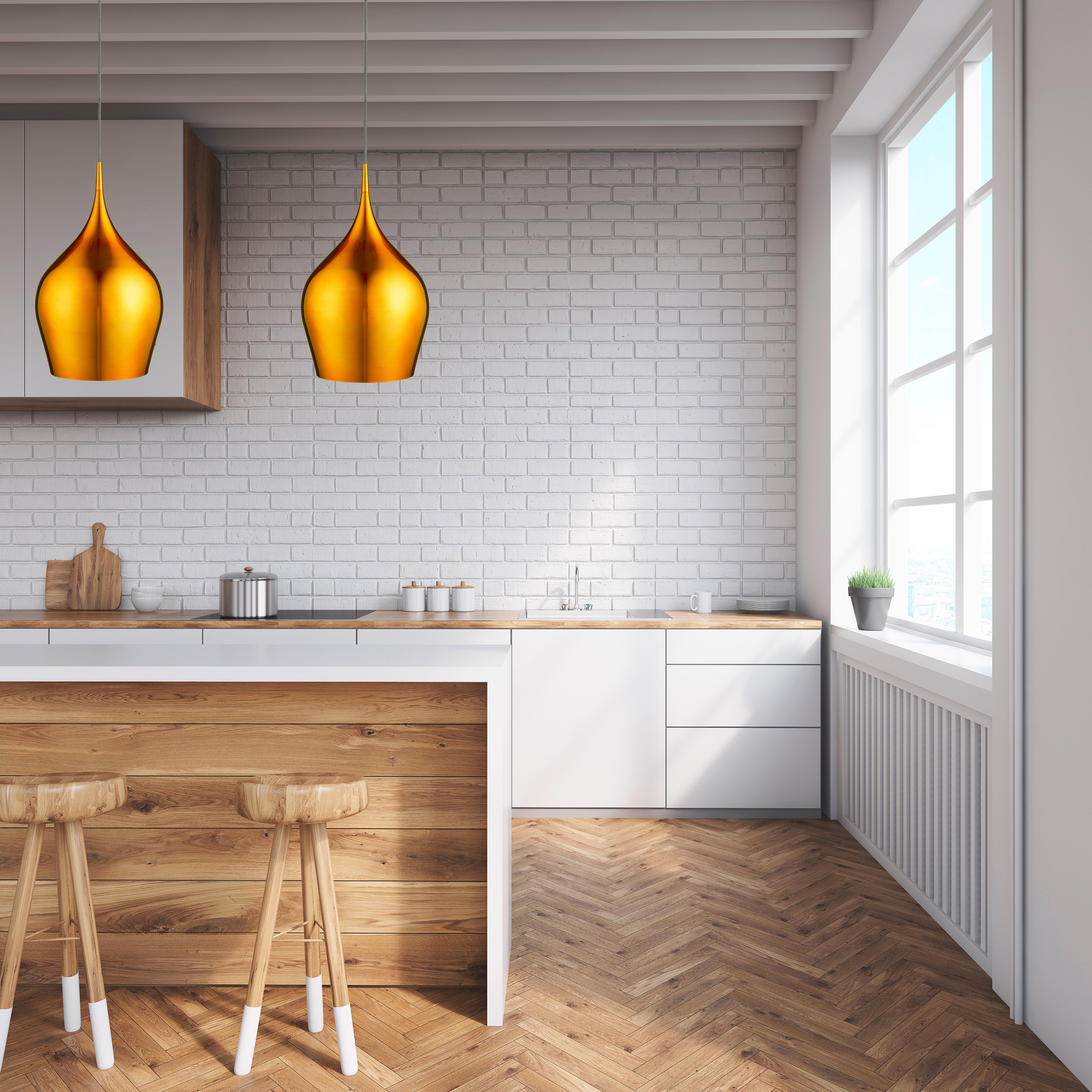 Pendelleuchte Vibrant H: 160 cm 1-Flammig, höhenverstellbar - Goldfarben, Design, Metall (26/160cm)