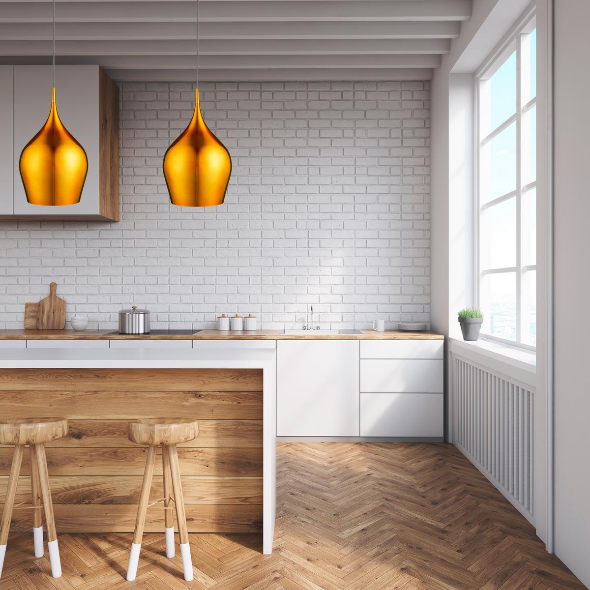 Pendelleuchte Vibrant H: 160 cm 1-Flammig, höhenverstellbar - Goldfarben, Design, Metall (26/160cm)