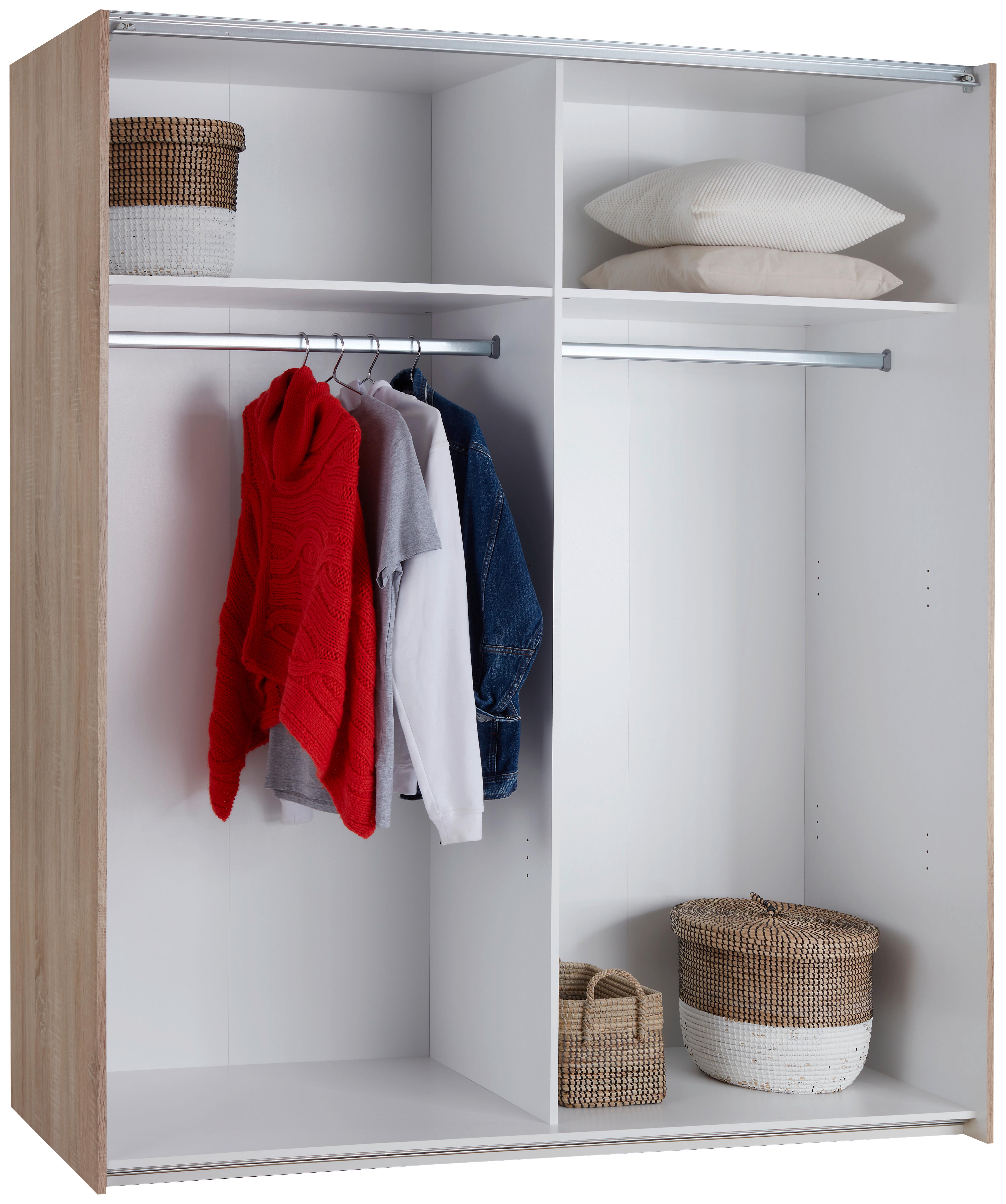 Schwebetürenschrank Mit Spiegel 170cm Starter, Eiche Dekor - Klar/Eichefarben, Design, Glas (170/195/59cm) - P & B