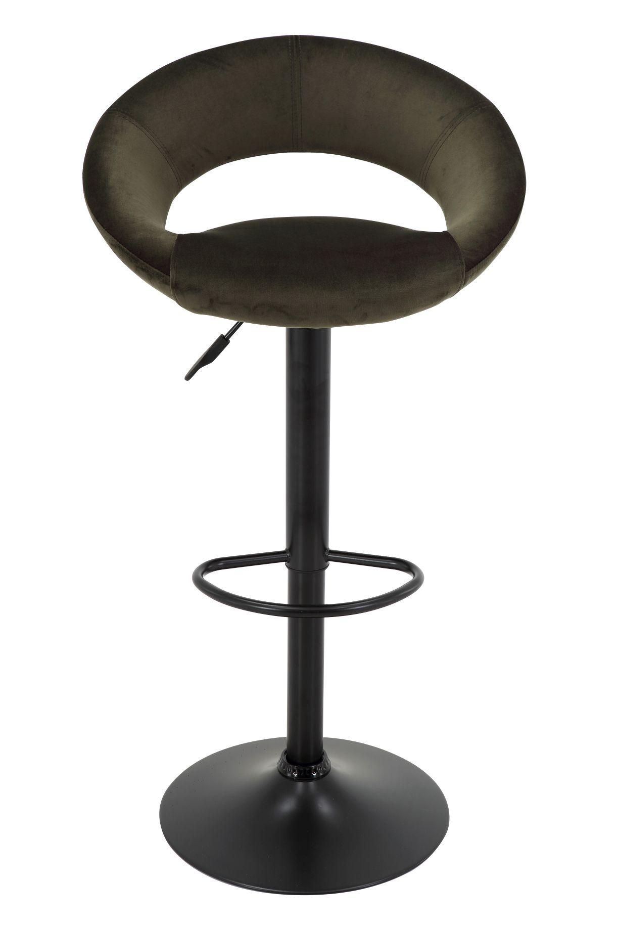 Barová Židle Walker - černá/olivově zelená, Moderní, kov/textil (56/82-103/50cm) - Modern Living