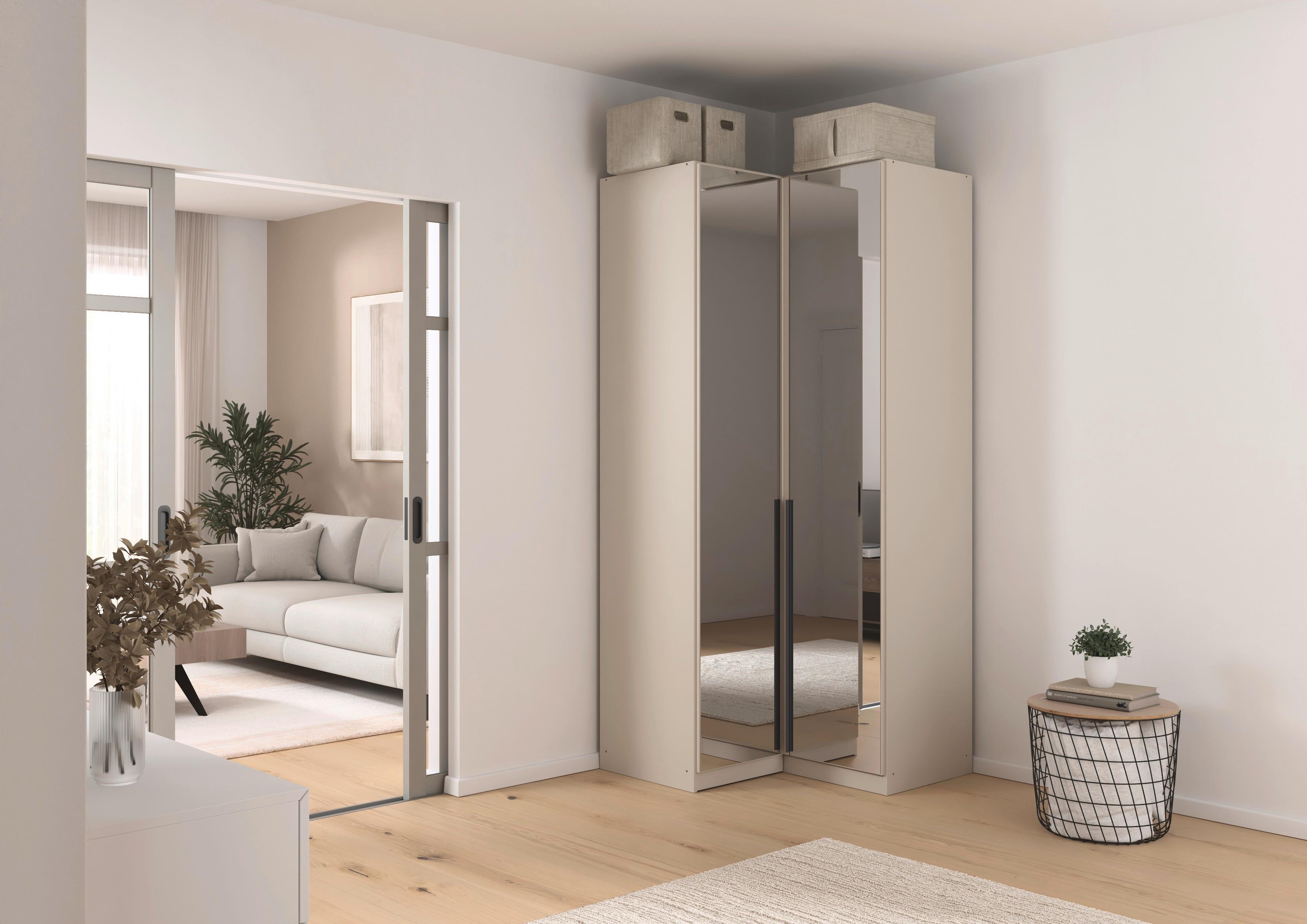 Eckschrank Mit Spiegel B: 100 cm Alabama Champagner - Champagner, MODERN, Glas/Holzwerkstoff (100/229/102cm) - Rauch Möbel