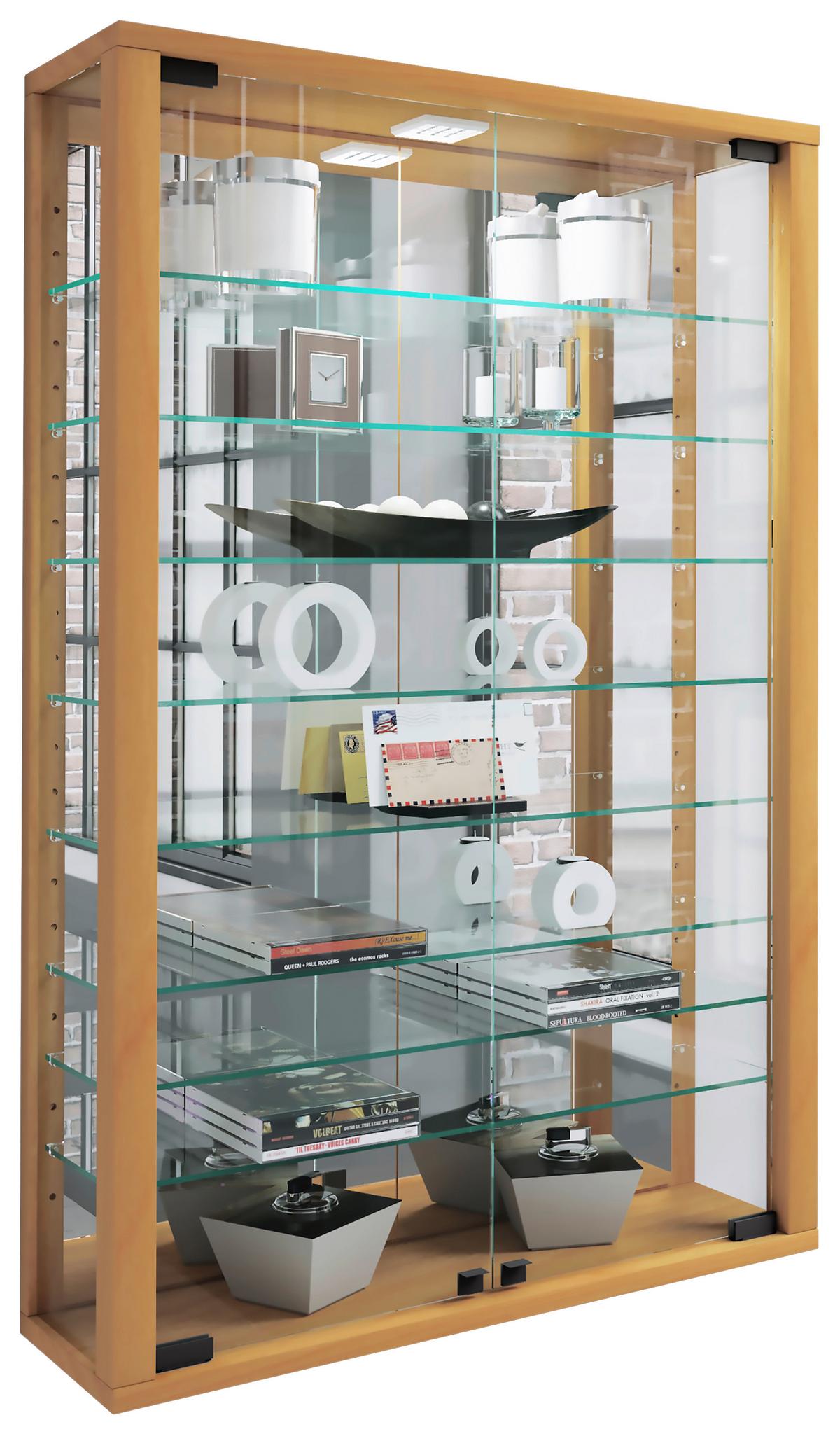 Hängevitrine Vitrosa Buchefarben B: 59 Cm - Buchefarben/Schwarz, MODERN, Glas/Holzwerkstoff (59/91,3/18cm) - MID.YOU