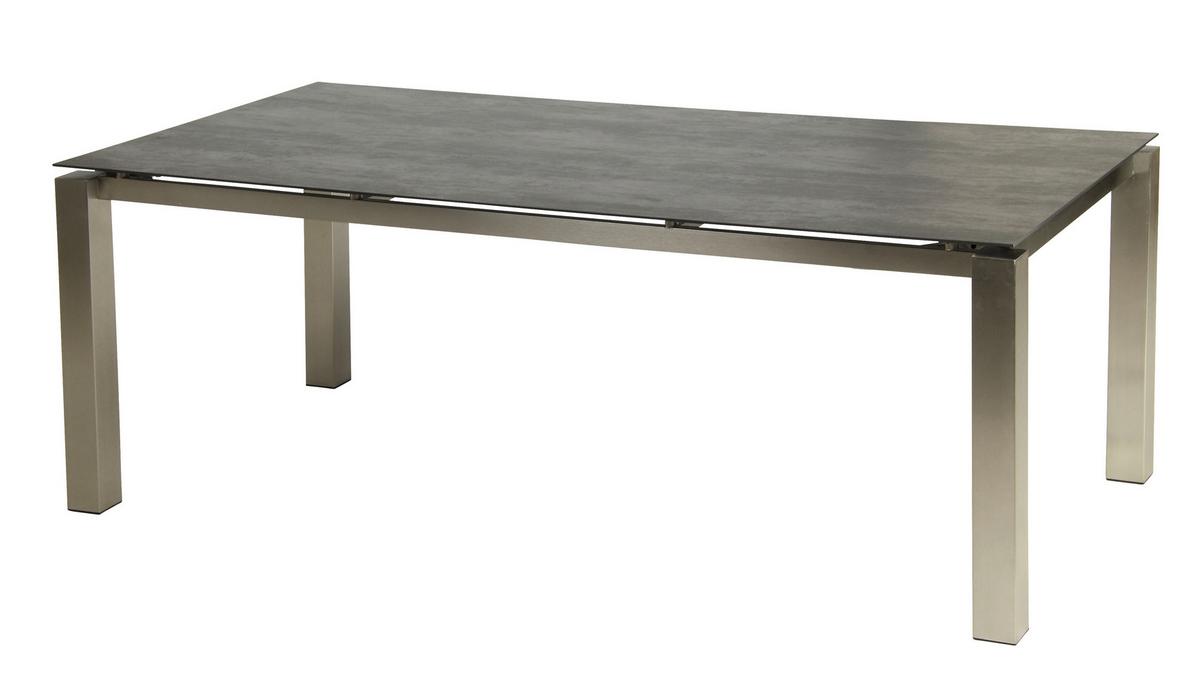 Gartengarnitur Auris 7-Teilig Metall/Kunststoff mit Kissen - Edelstahlfarben/Grau, Basics, Keramik/Kunststoff (200/75/100cm) - Acamp