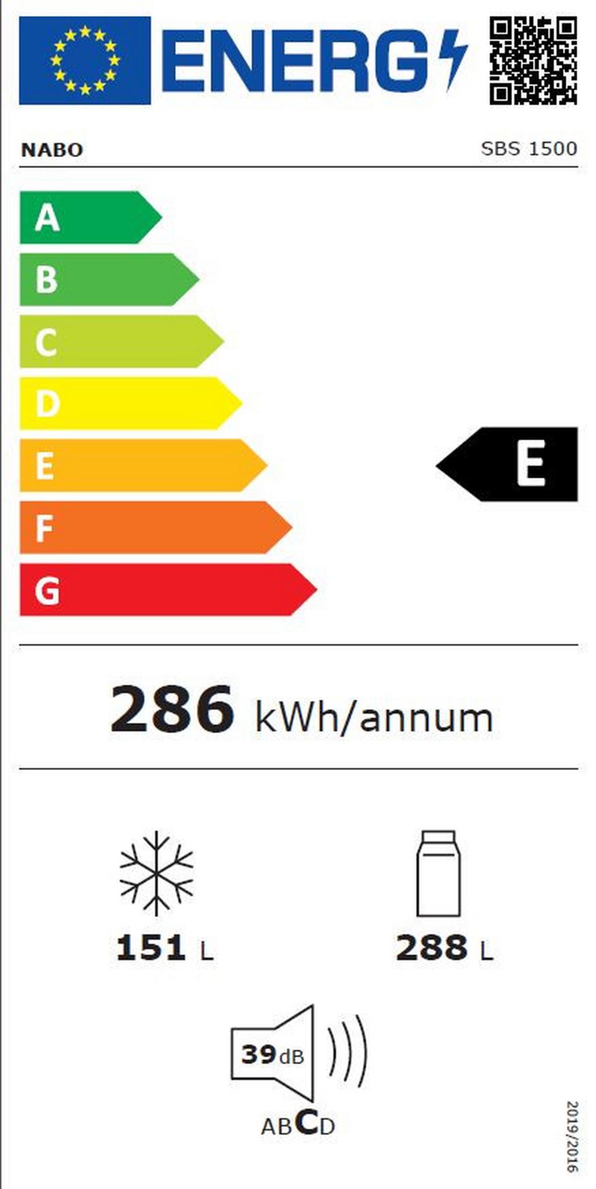 Side-by-side Sbs1500 Silberfarben Mit Wasserspender - Silberfarben, Basics, Glas/Kunststoff (90/177/59cm) - Nabo
