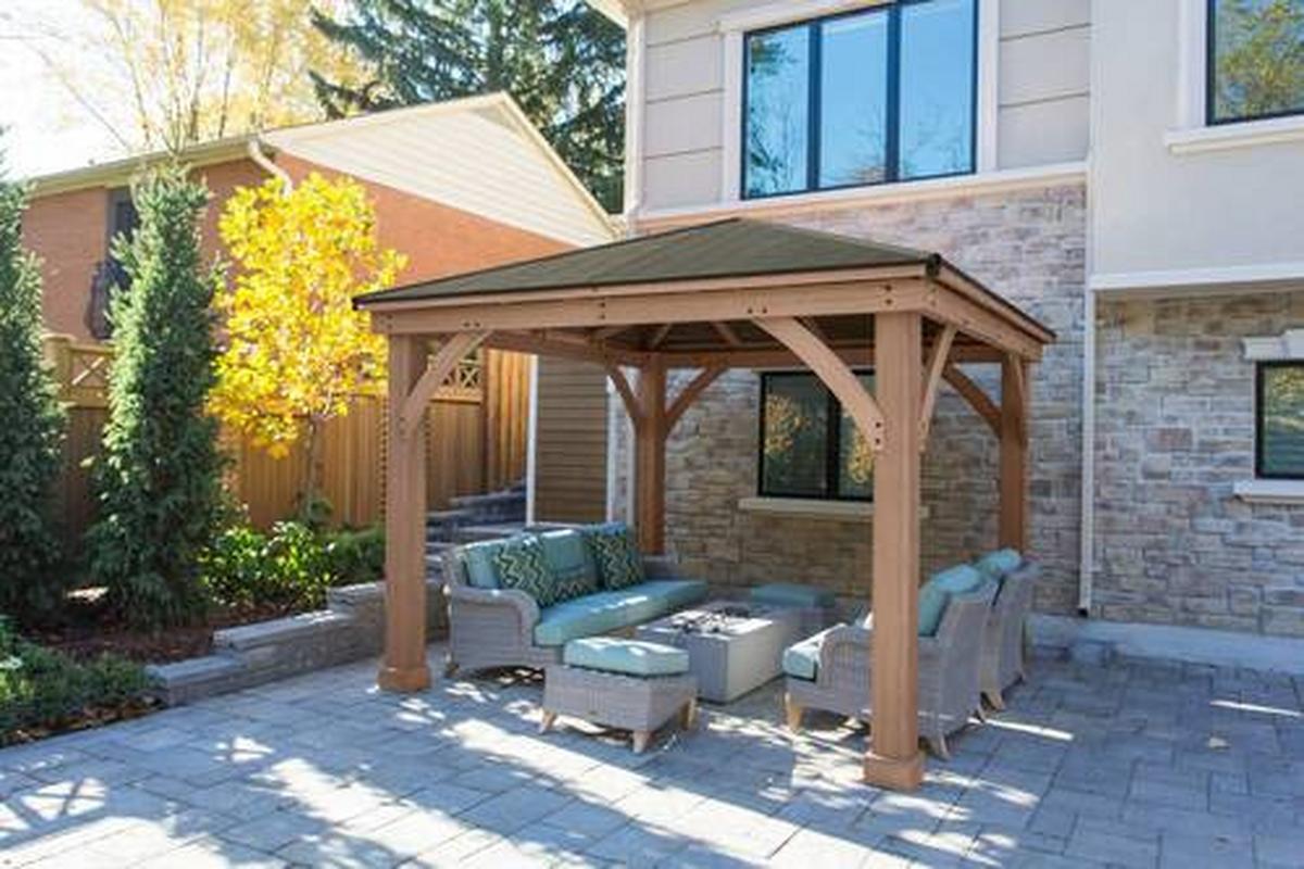 Pavillon Devon 366x366cm Wetterfest - Bronzefarben/Mokka, Basics, Holz/Metall (366/320/366cm)