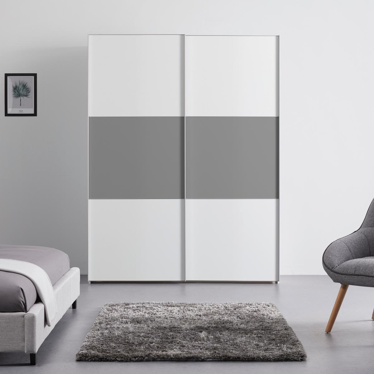 Schwebetürenschrank 167 Cm Includo Weiß/grau - Weiß/Grau, MODERN, Holzwerkstoff (167/222/68cm)