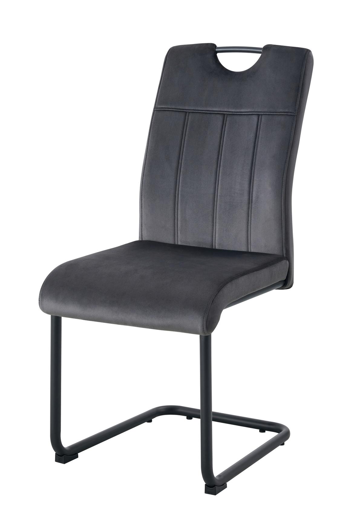 Schwingstuhl-Set Lisa Anthrazit B: 43 cm - Anthrazit/Schwarz, MODERN, Textil/Metall (43/98/61cm) - MID.YOU