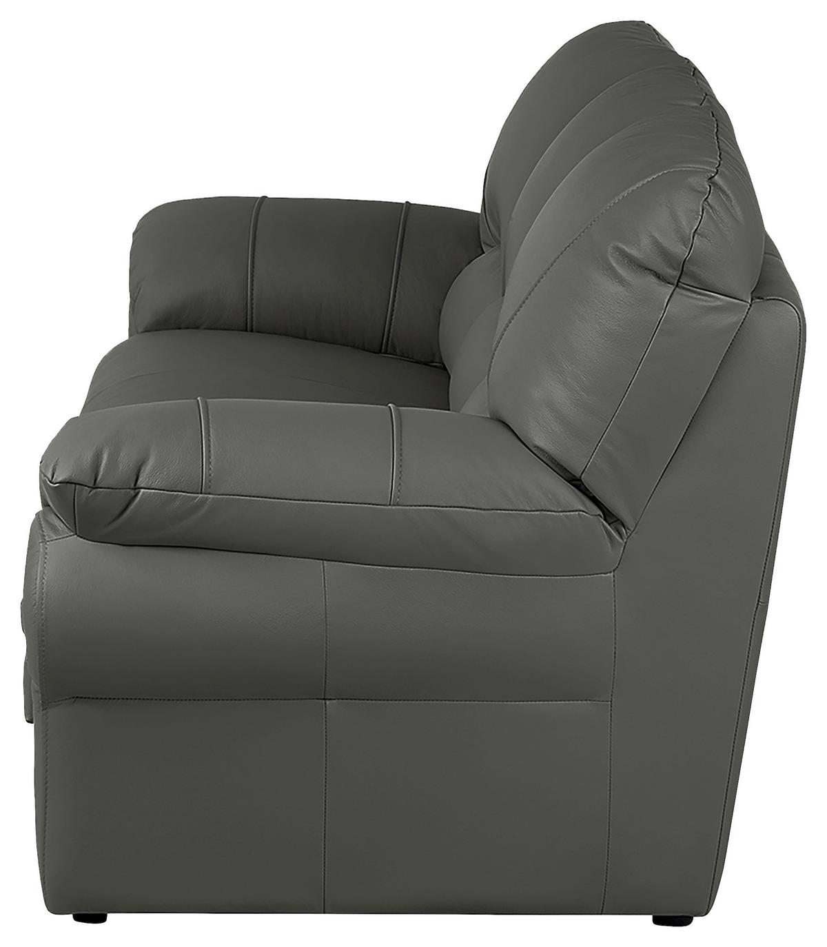3-Sitzer-Sofa Oslo Anthrazit B: 205 cm - Anthrazit/Schwarz, Design, Leder (205/92/85cm) - Livetastic