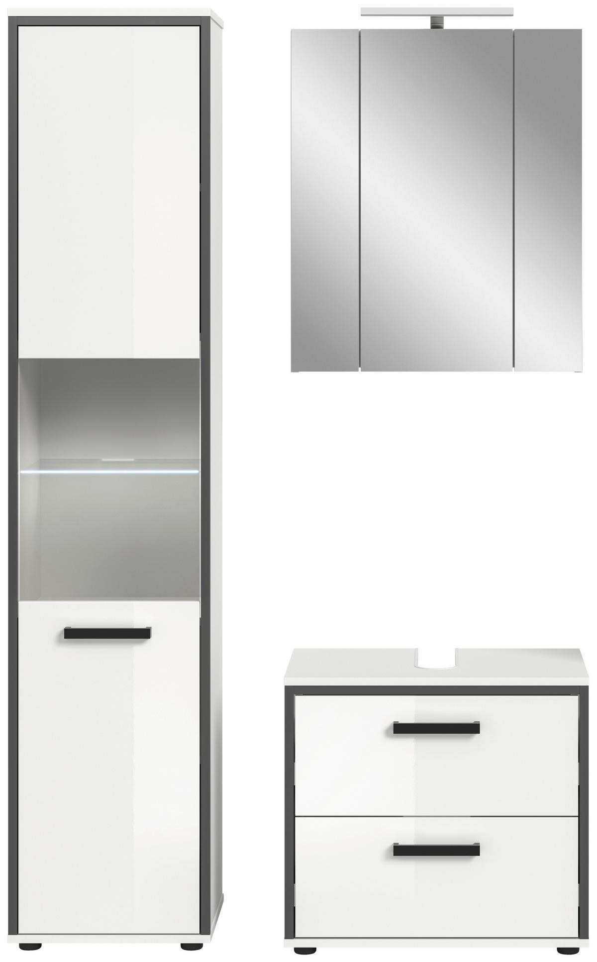 Badezimmer Kojak Schwarz/weiß K: 100 Cm - Weiß Hochglanz/Schwarz, MODERN, Holzwerkstoff (100cm) - MID.YOU