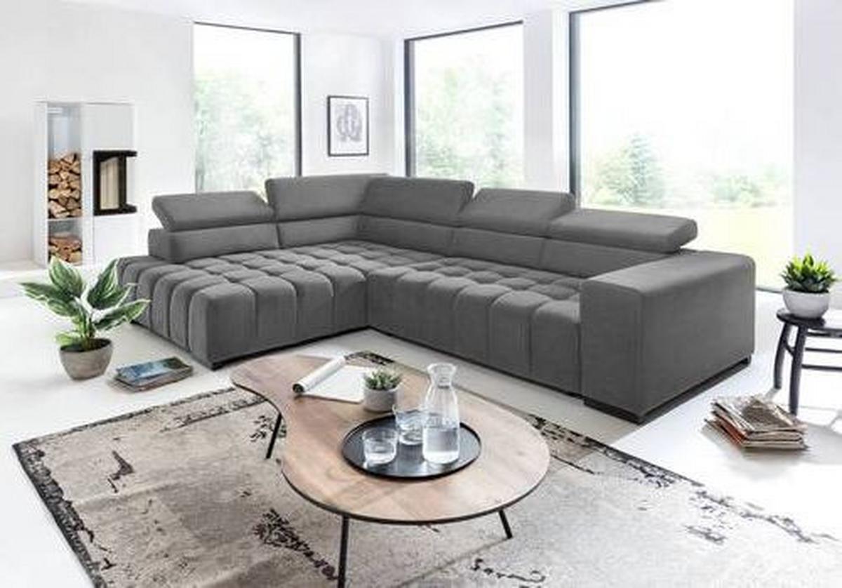 Eckschlafsofa Elias Neu Grau S: 201 Cm - Schwarz/Grau, Design, Textil (201/307cm) - Livetastic