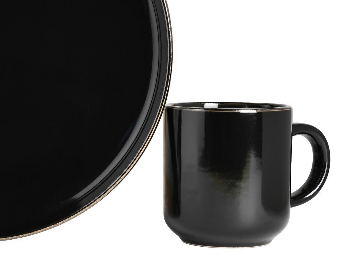 Kombiservice, 10-Teilig für 2 Personen, Steinzeug - Goldfarben/Schwarz, Basics, Keramik - Creatable