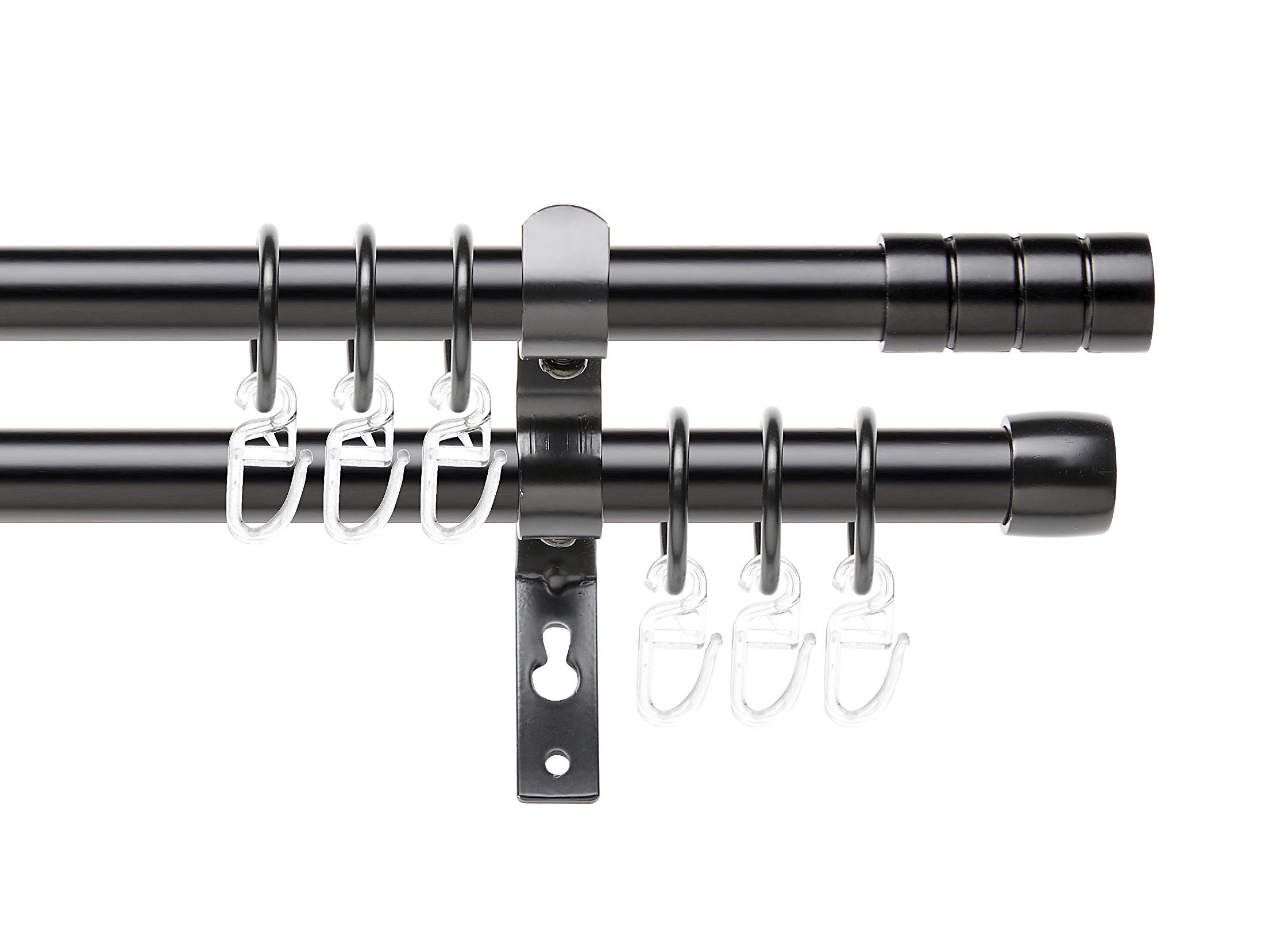 sada tyčí na závěsy JOO 2, 130-240cm - černá, kov/plast (130-240cm) - Premium Living