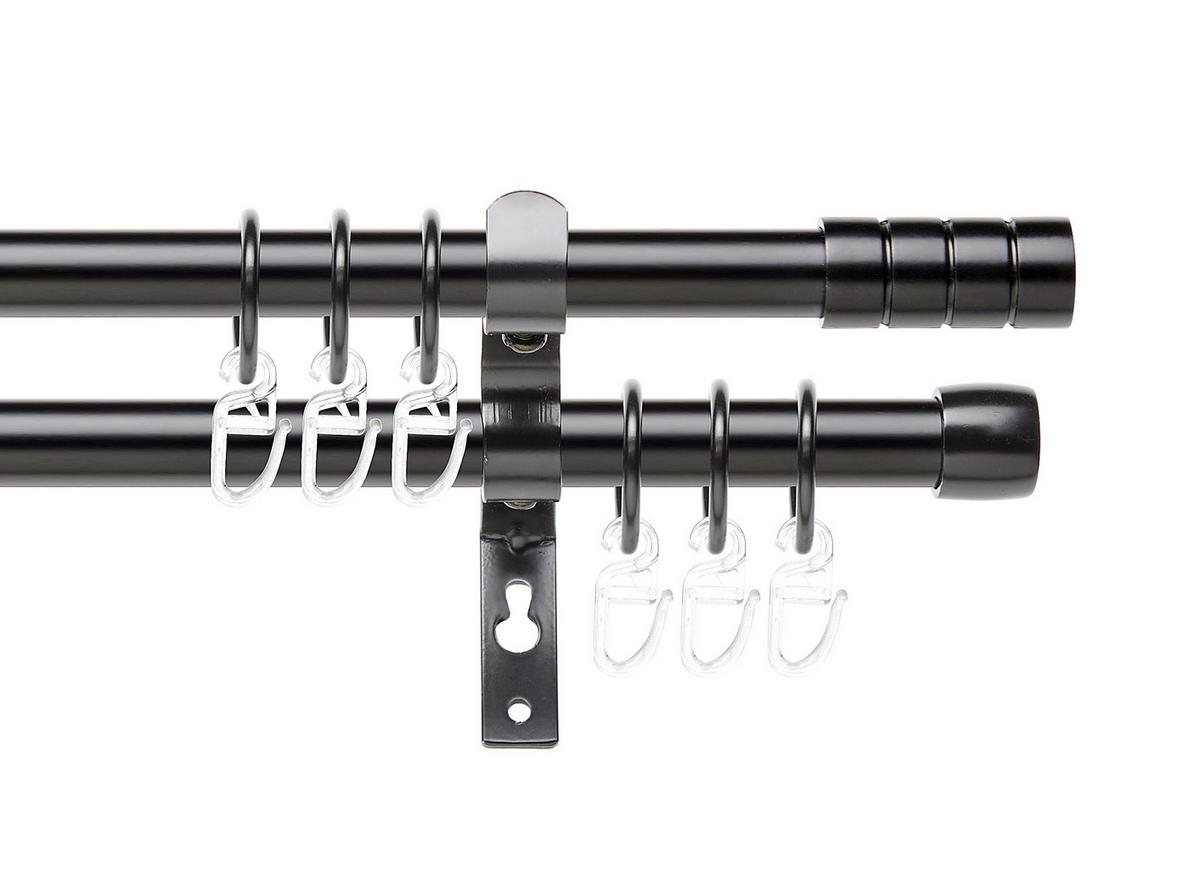 Sada tyčí na závesy JOO 2, 130-240cm - čierna, kov/plast (130-240cm) - Premium Living