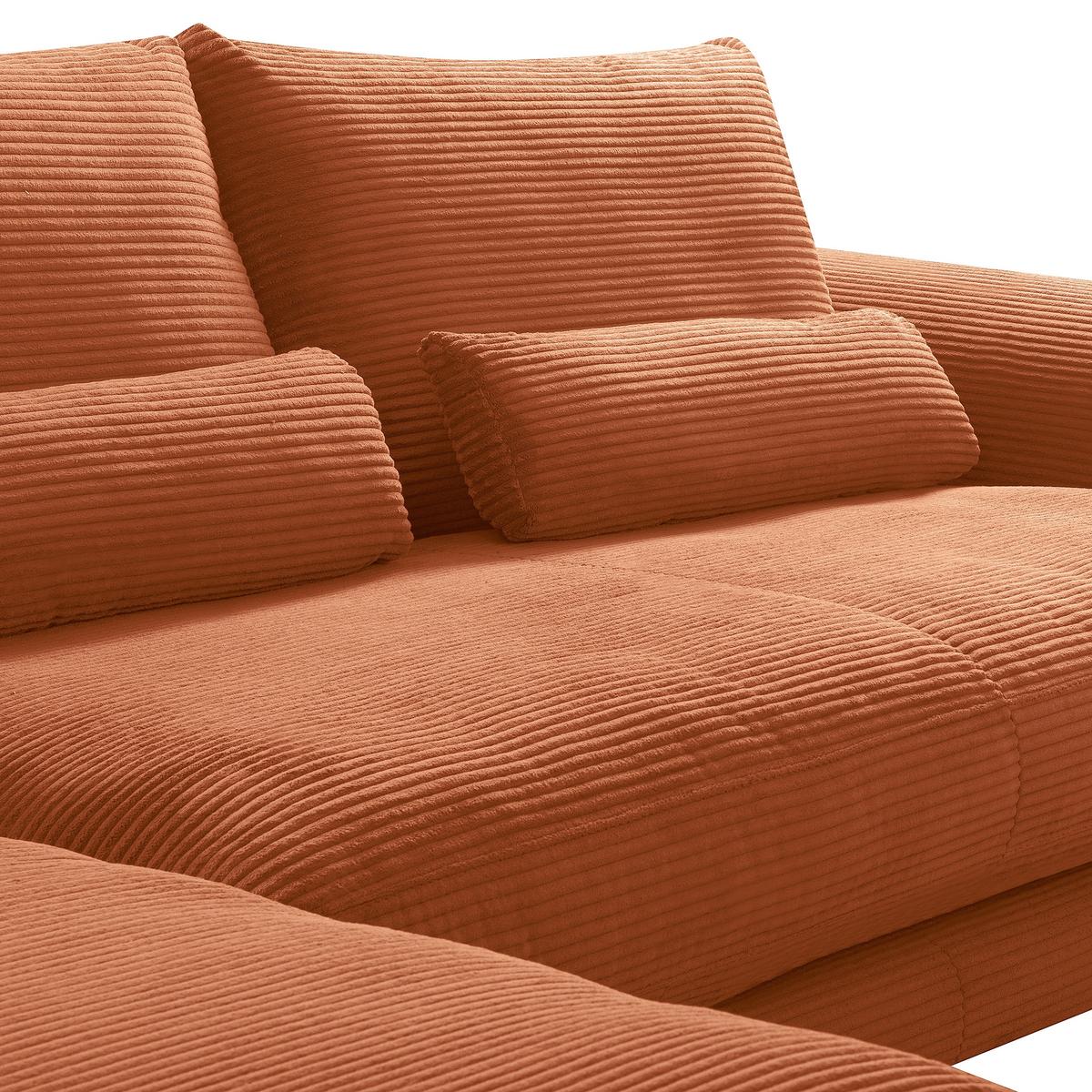 Ecksofa Berlin Cord Kupferfarben 172x313 cm - Schwarz/Kupferfarben, Design, Textil (172/313cm) - P & B