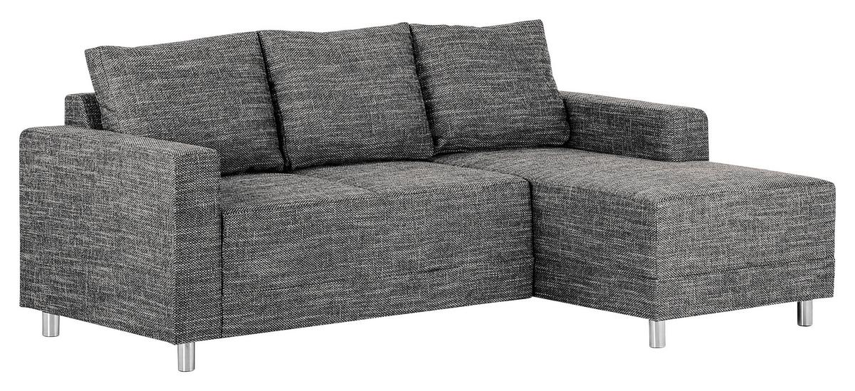 Ecksofa Grenwood Dunkelgrau S: 200x144 cm - Chromfarben/Dunkelgrau, Design, Textil (200/144cm) - MID.YOU