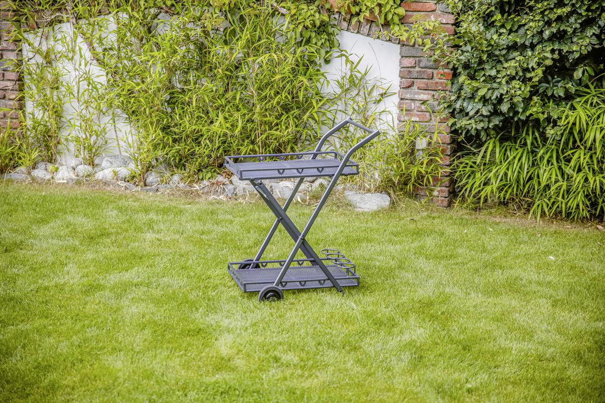 Garten-Servierwagen Toulouse 2 Ablagen Metall Grau B: 69 cm - Grau, Basics, Metall (69/54/87cm) - Gardenson