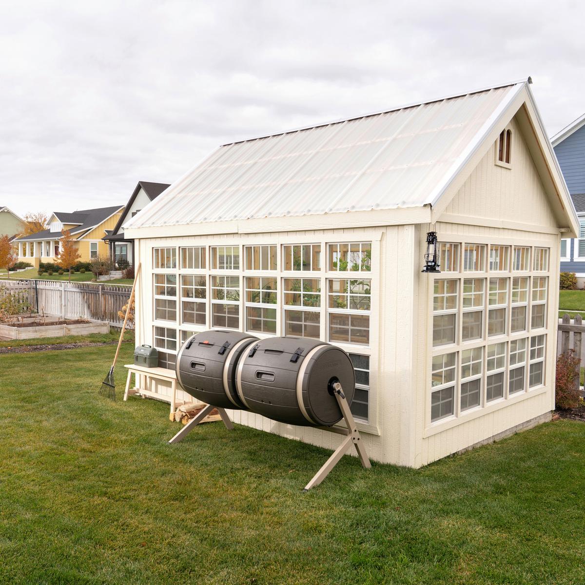 Komposter Doppelkomposter Fass 380l - Schwarz, Basics, Kunststoff (165/109/79cm)