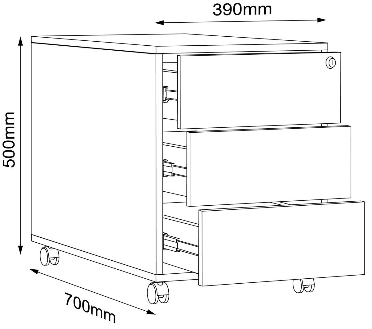 Container Salia Anthrazit, Honigeiche B: 42 cm - Honigeiche/Anthrazit, Design, Holzwerkstoff/Kunststoff (42/50/70cm) - MID.YOU