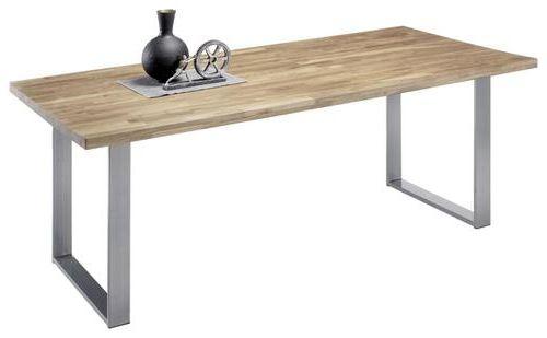 Jídelní Stůl Samuel Dub Masiv 200x100 Cm - barvy dubu/barvy hliníku, Moderní, kov/dřevo (200/100/76cm) - MID.YOU