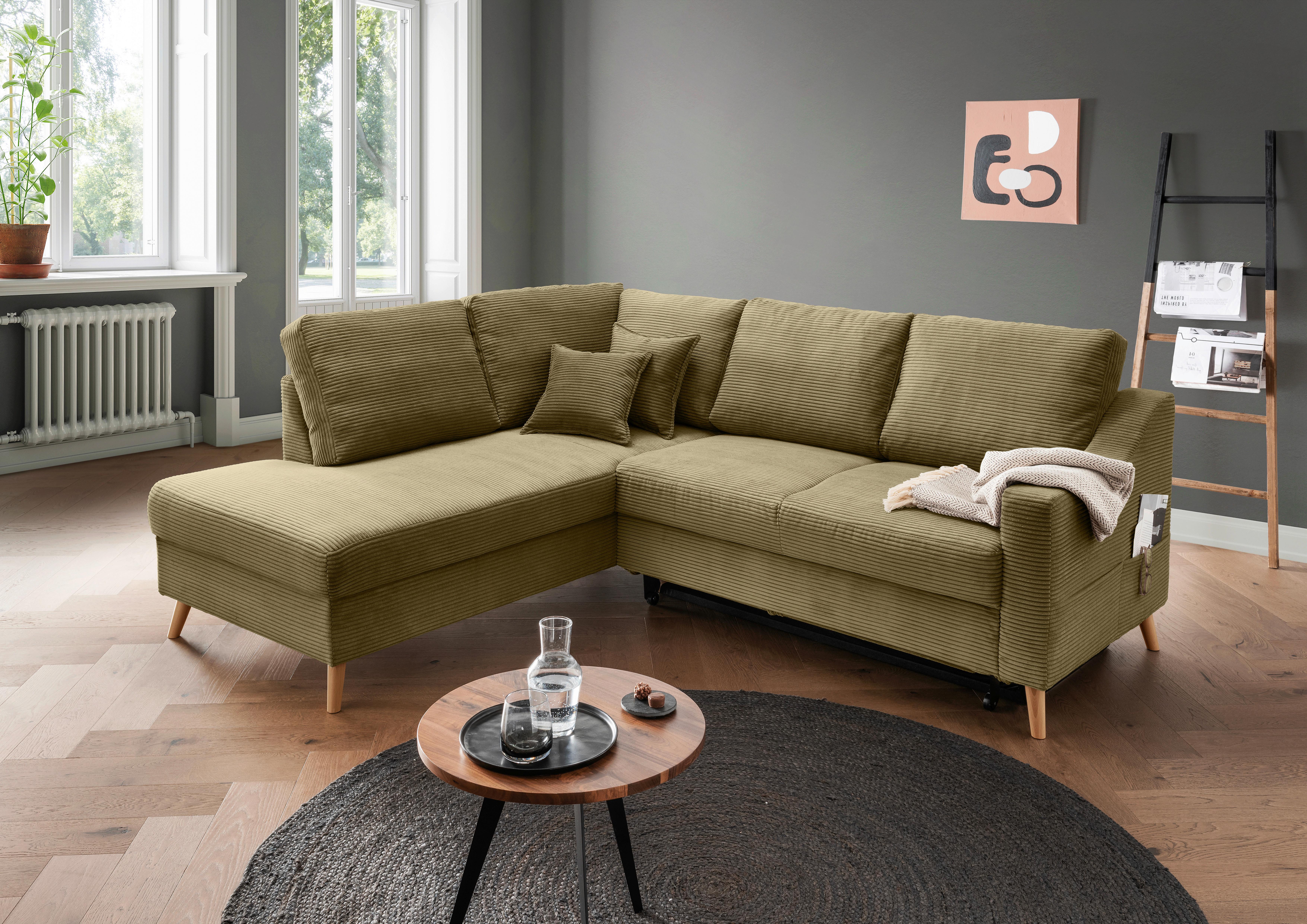 Ecksofa Valentina Olivgrün S: 200x230 Cm - Naturfarben/Olivgrün, MODERN, Textil (200/230cm) - Livetastic