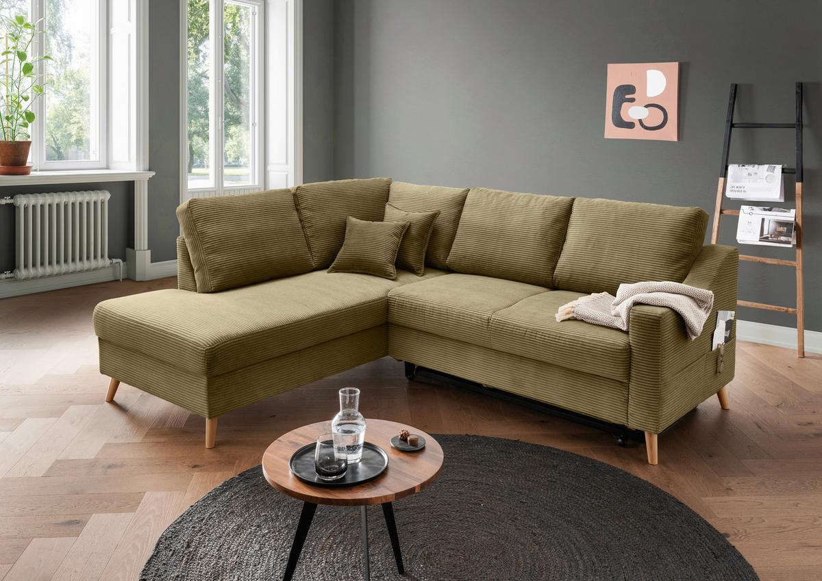 Ecksofa Valentina Olivgrün S: 200x230 Cm - Naturfarben/Olivgrün, MODERN, Textil (200/230cm) - Livetastic