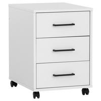 Rollcontainer Weiß Ruby 40,1x57x50 cm - Weiß, MODERN, Holzwerkstoff/Kunststoff (40,1/57/50cm) - MID.YOU