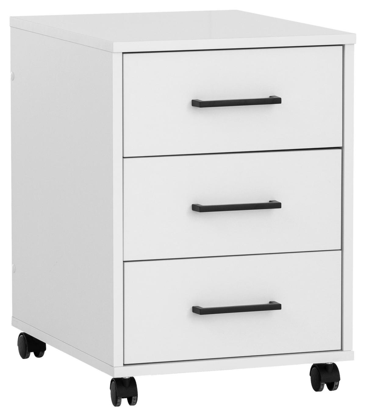 Rollcontainer Weiß Ruby 40,1x57x50 cm - Weiß, MODERN, Holzwerkstoff/Kunststoff (40,1/57/50cm) - MID.YOU