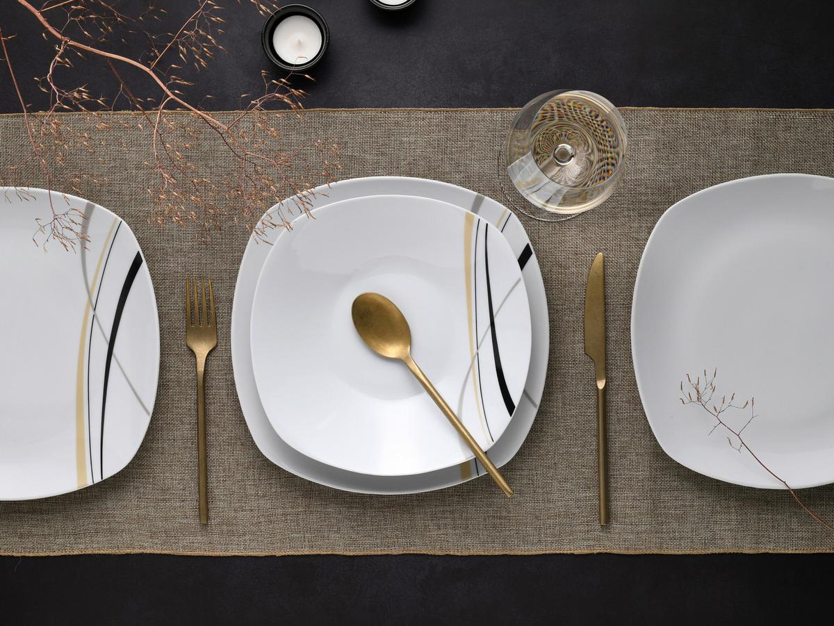 Tafelservice Square City Line 12--Teilig., Weiß - Weiß, Trend, Keramik - Creatable