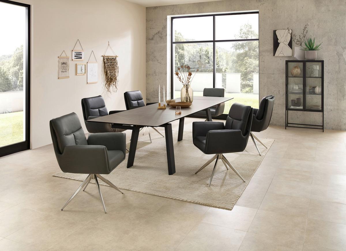 Esstisch Janis Grau/Schwarz - Schwarz/Grau, MODERN, Glas/Keramik (200-300/100/76cm) - Livetastic