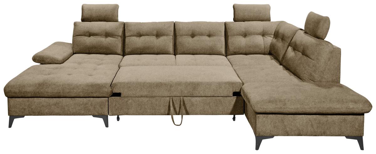 Sedacia súprava DURBAN U, pravá, piesková - čierna/piesková, Konventionell, textil/plast (170/324/218cm) - MID.YOU