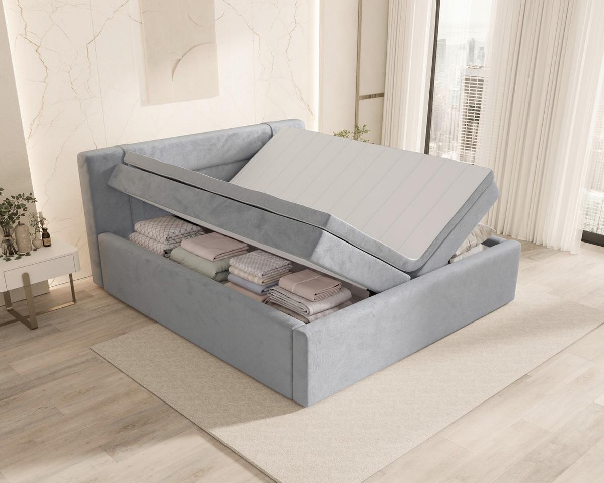 Boxbett Zako 2 Grau LF: 180x200cm - Grau, MODERN, Textil (180/200cm) - MID.YOU