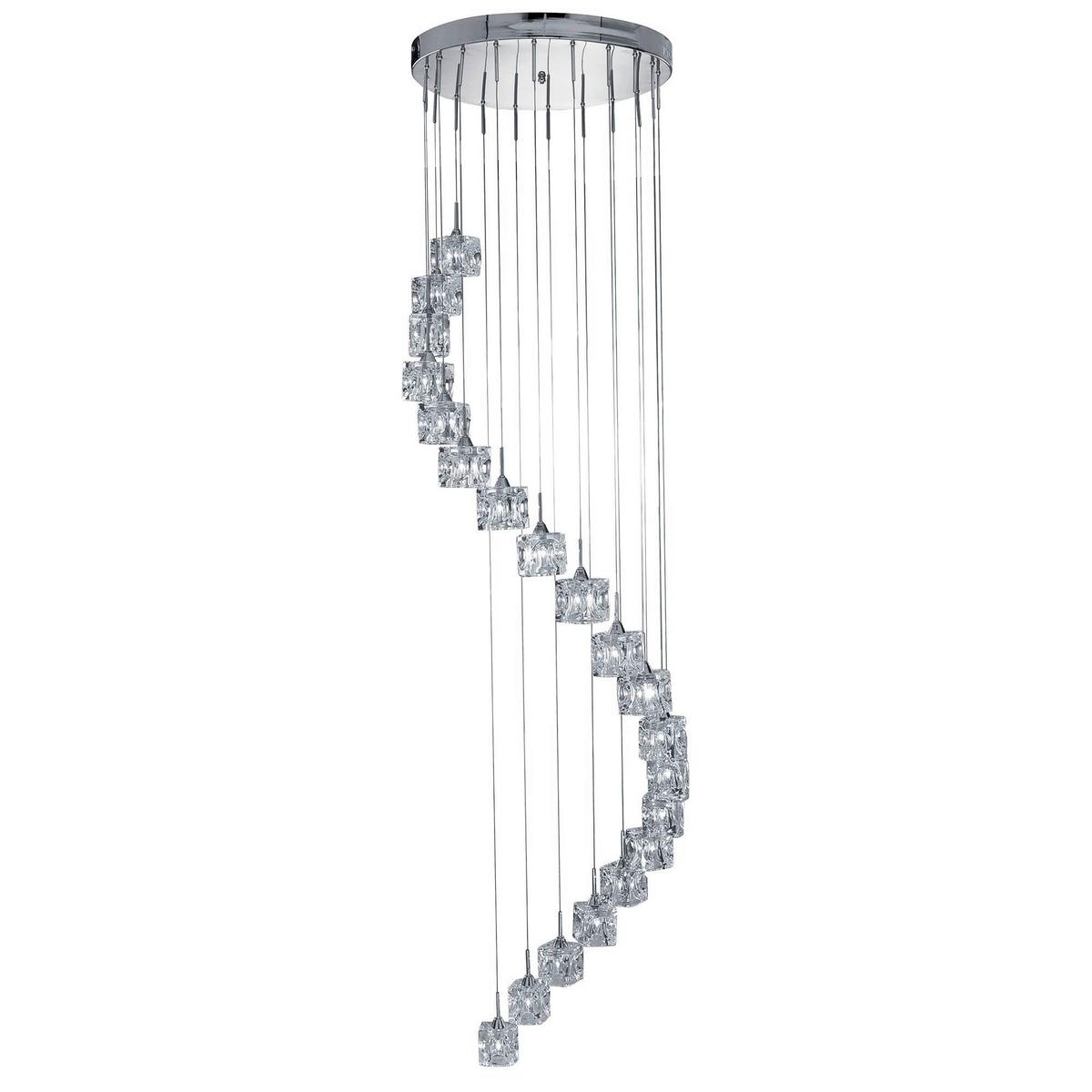 Led Függőlámpa Ice Cube 7820-20-Led - krómszínű, Design, üveg/fém (45/300cm)