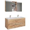 Badezimmer Budasi Honigeiche B: 111 cm - Honigeiche/Weiß, MODERN, Keramik/Holzwerkstoff (112cm) - MID.YOU