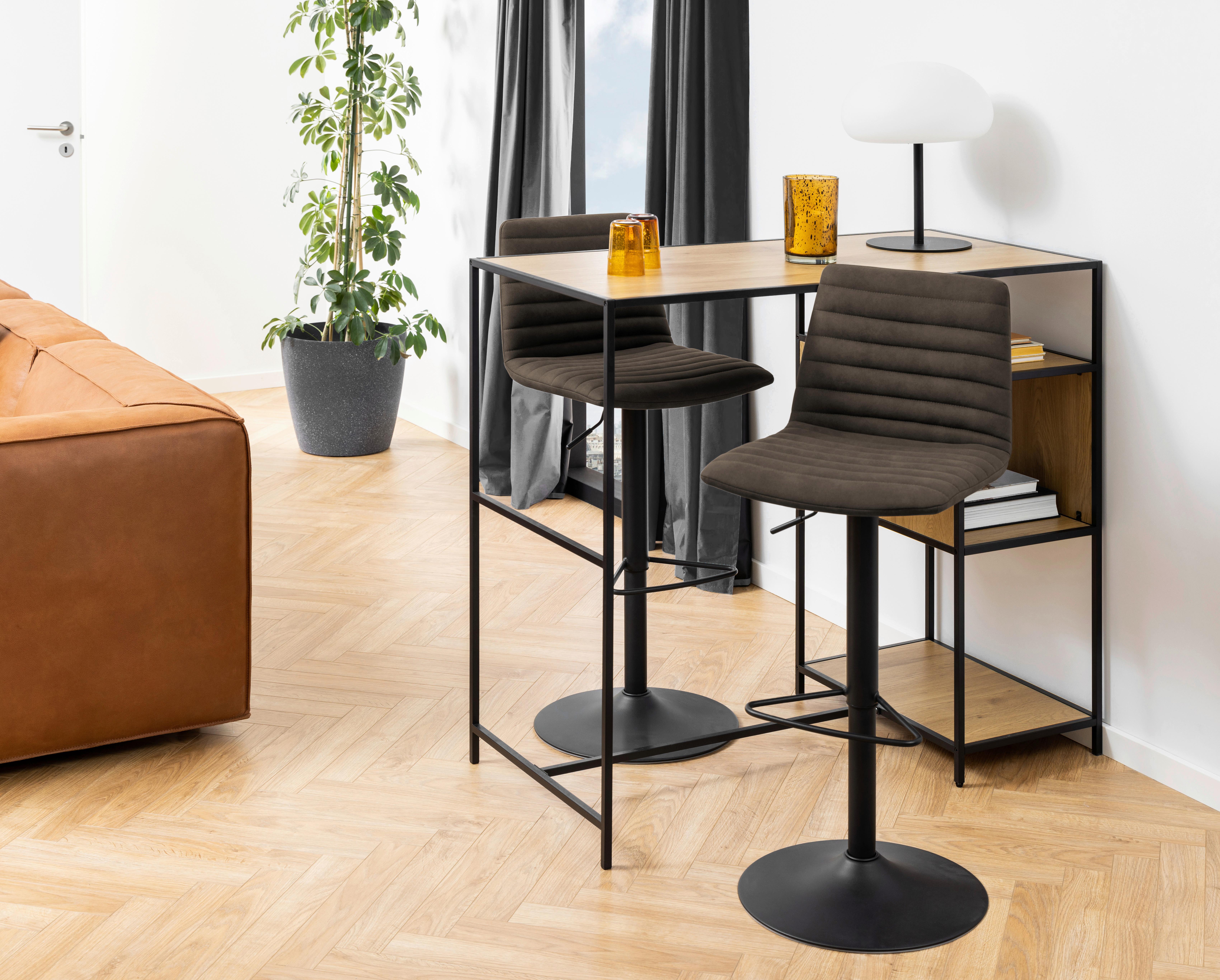 Barhocker Kimmy Dunkelgrau B: 50 cm - Dunkelgrau/Schwarz, Trend, Textil/Metall (50cm) - MID.YOU
