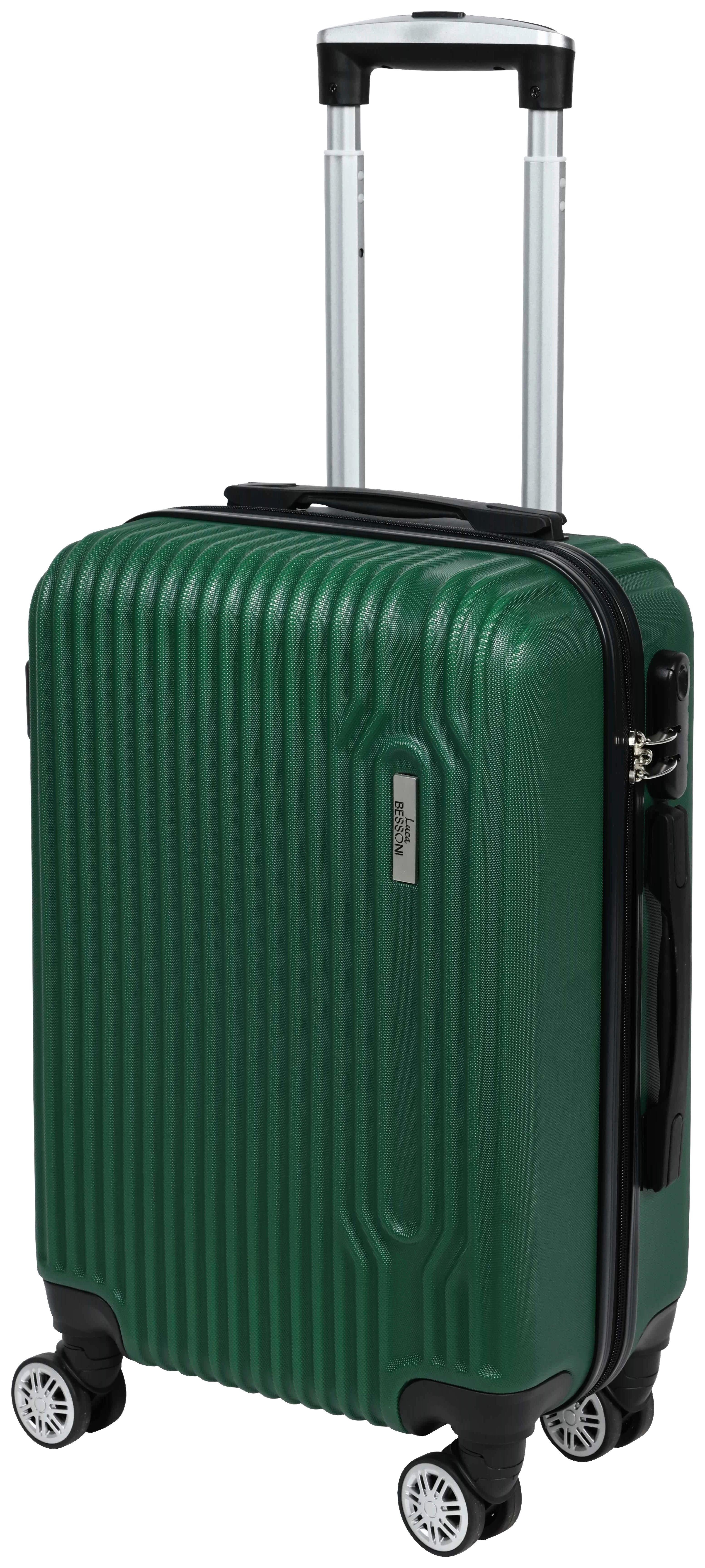 Reisekoffer Palermo 4 Rollen Hartschale, Größe S - Dunkelgrün, Design, Kunststoff/Textil (36/23/55cm) - Luca Bessoni