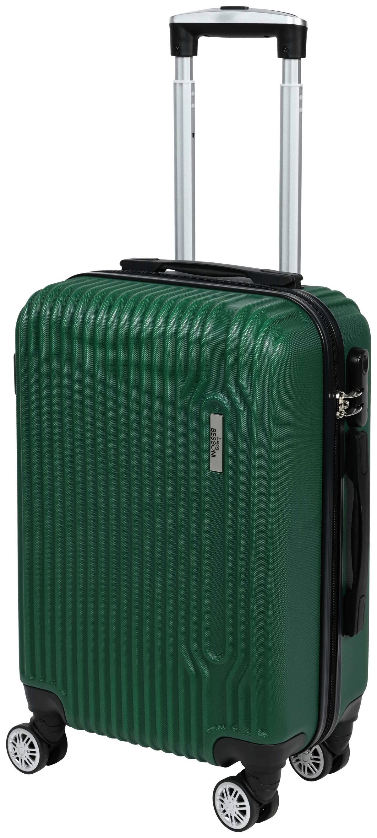 Reisekoffer Palermo 4 Rollen Hartschale, Größe S - Dunkelgrün, Design, Kunststoff/Textil (36/23/55cm) - Luca Bessoni
