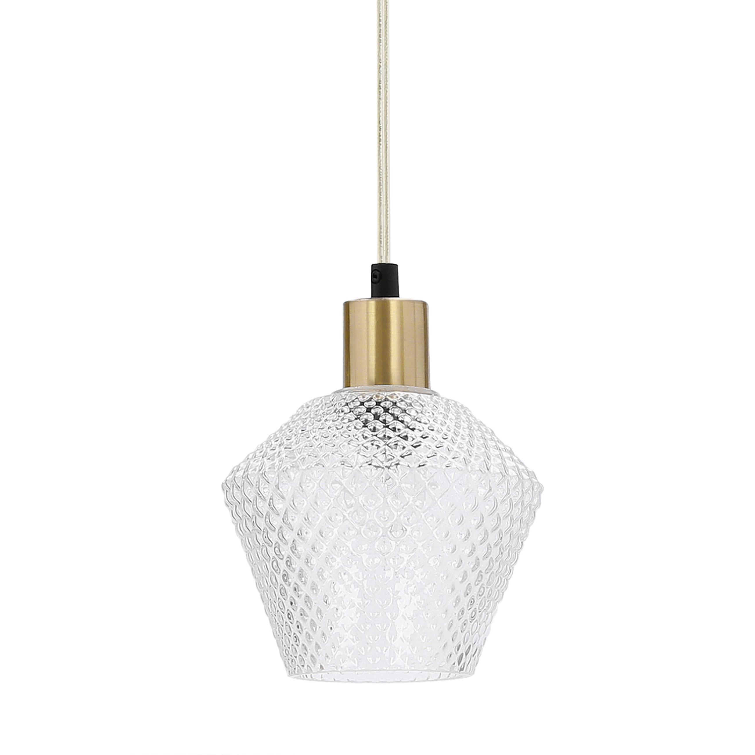 Pendelleuchte 31-36360 Greniko - Transparent/Goldfarben, KONVENTIONELL, Metall (14/14/120cm)