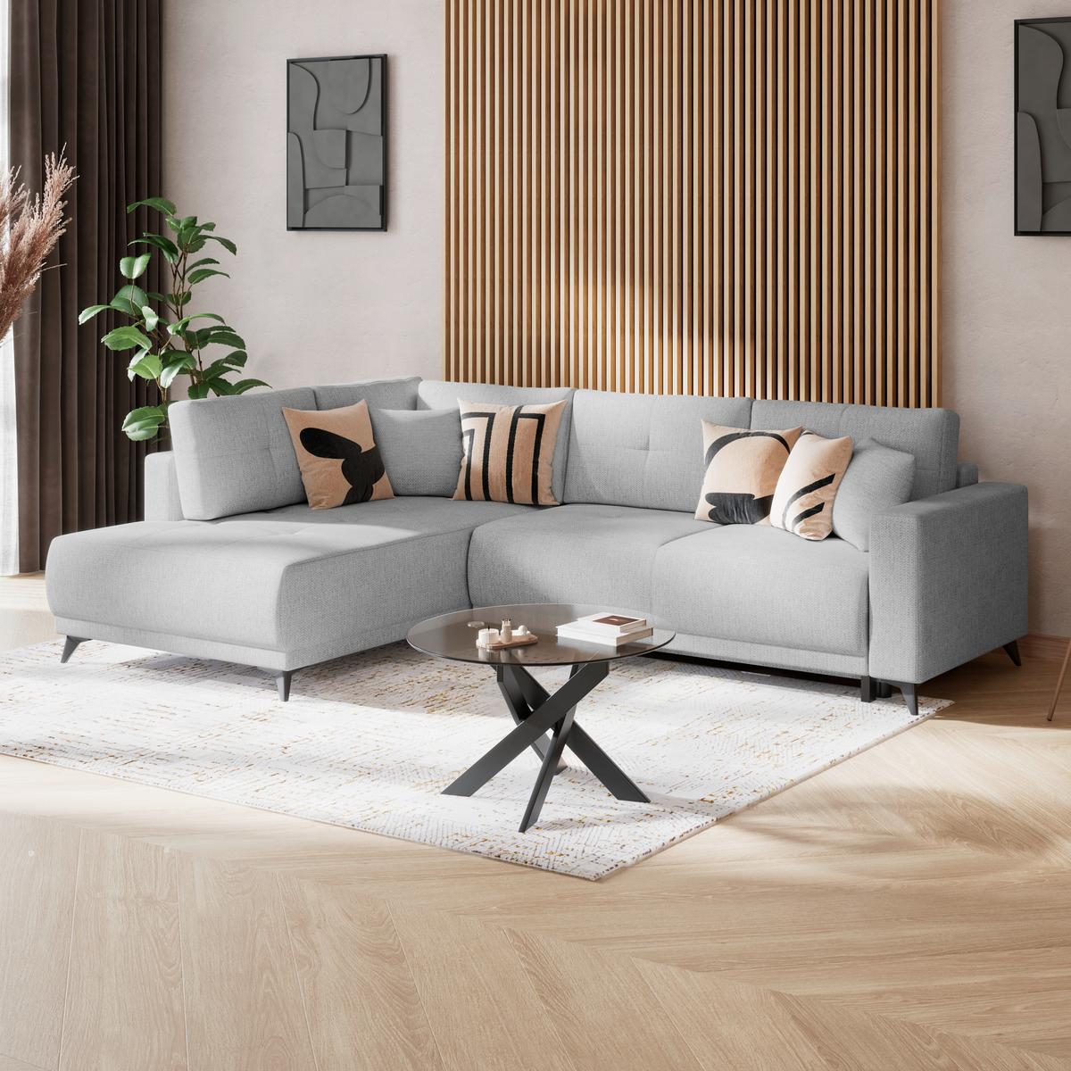 Sarokkanapé Texas - szürke, Konventionell, fa (203/259cm)