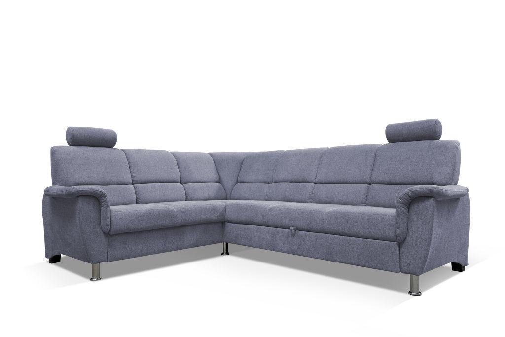 Sedačka MARSYLIA, ľavá, modrosivá - čierna/strieborná, Design, kov/drevo (216/270cm) - MID.YOU