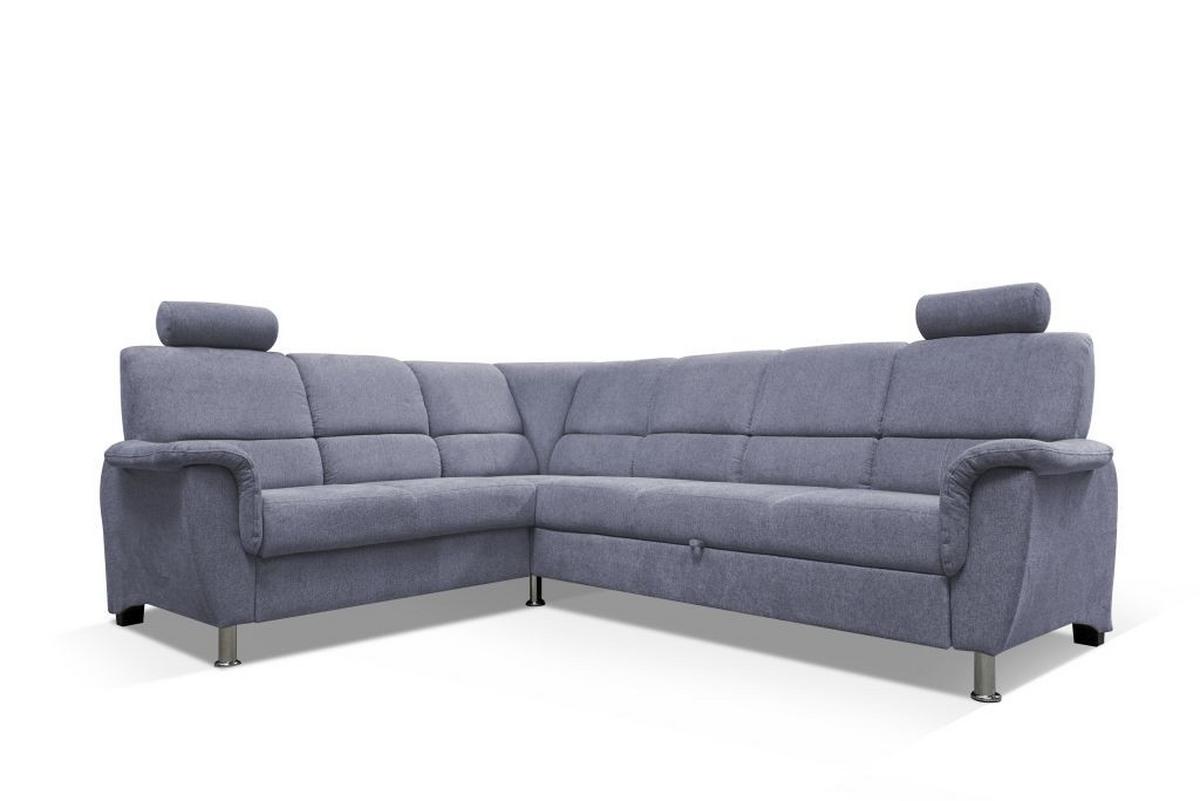 Ecksofa Marsylia Blaugrau S: 216x270 Cm - Silberfarben/Blaugrau, Design, Holz/Textil (216/270cm) - Livetastic