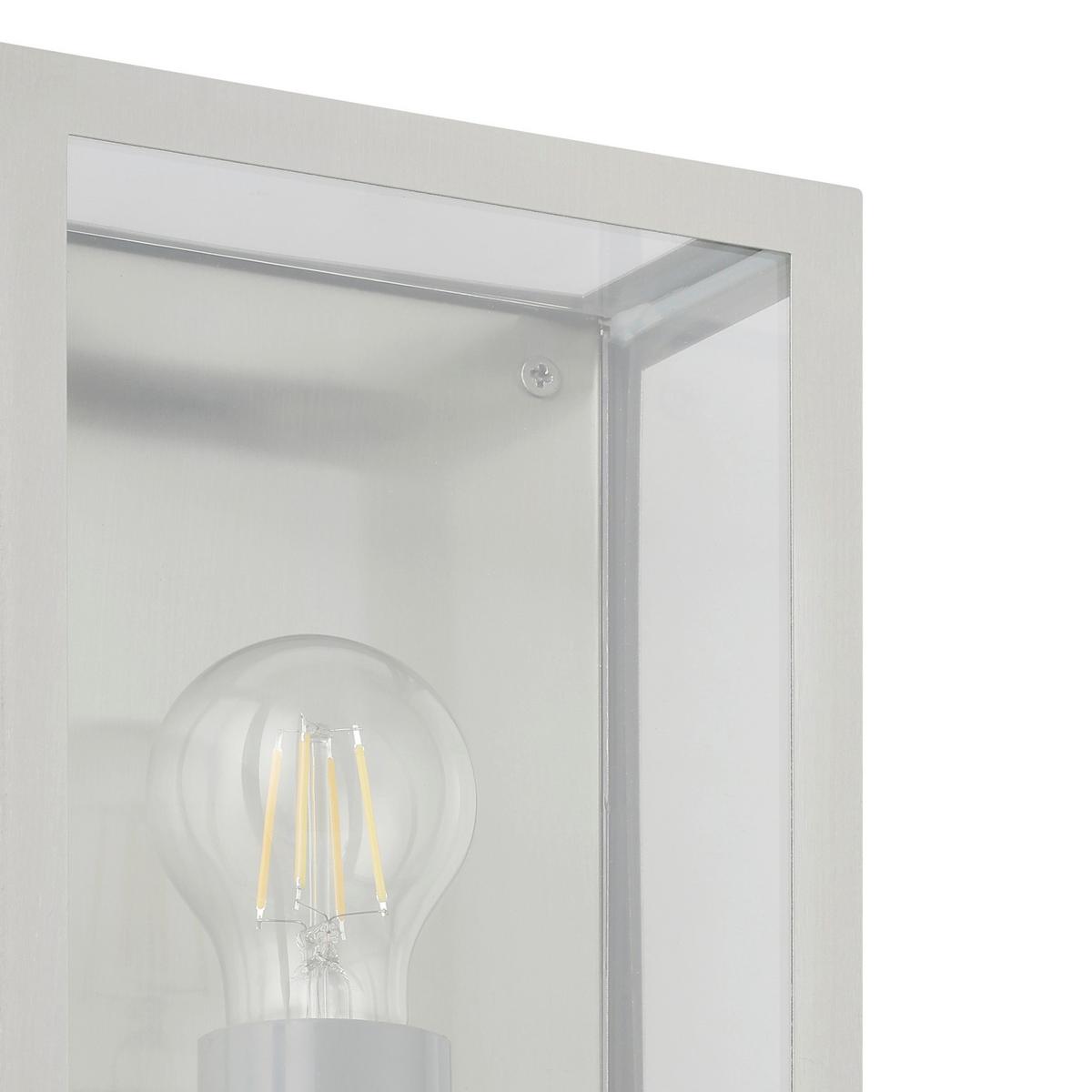 Außenwandleuchte Alamonte 60w Metall Glas, Wandmontage - Klar/Edelstahlfarben, KONVENTIONELL, Glas/Metall (26/17/10cm) - Eglo