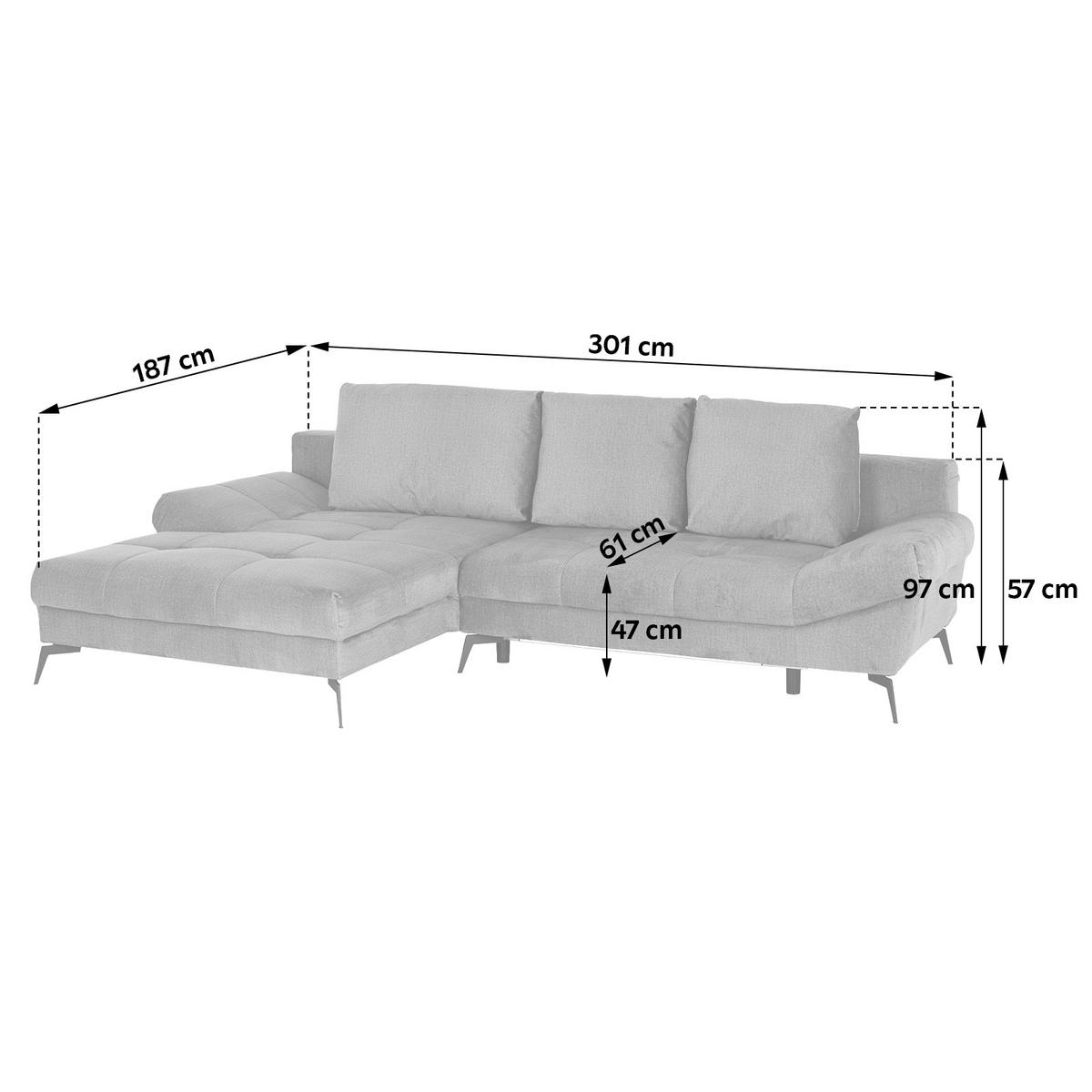 Ecksofa Mia - Gelb/Goldfarben, MODERN, Holz/Holzwerkstoff (187/301cm) - Luca Bessoni