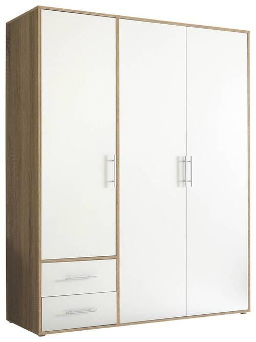 Skriňa s otočnými dverami VALENCIA 155cm - biela/dub sonoma, Modern, kompozitné drevo/plast (155/195/60cm) - MID.YOU