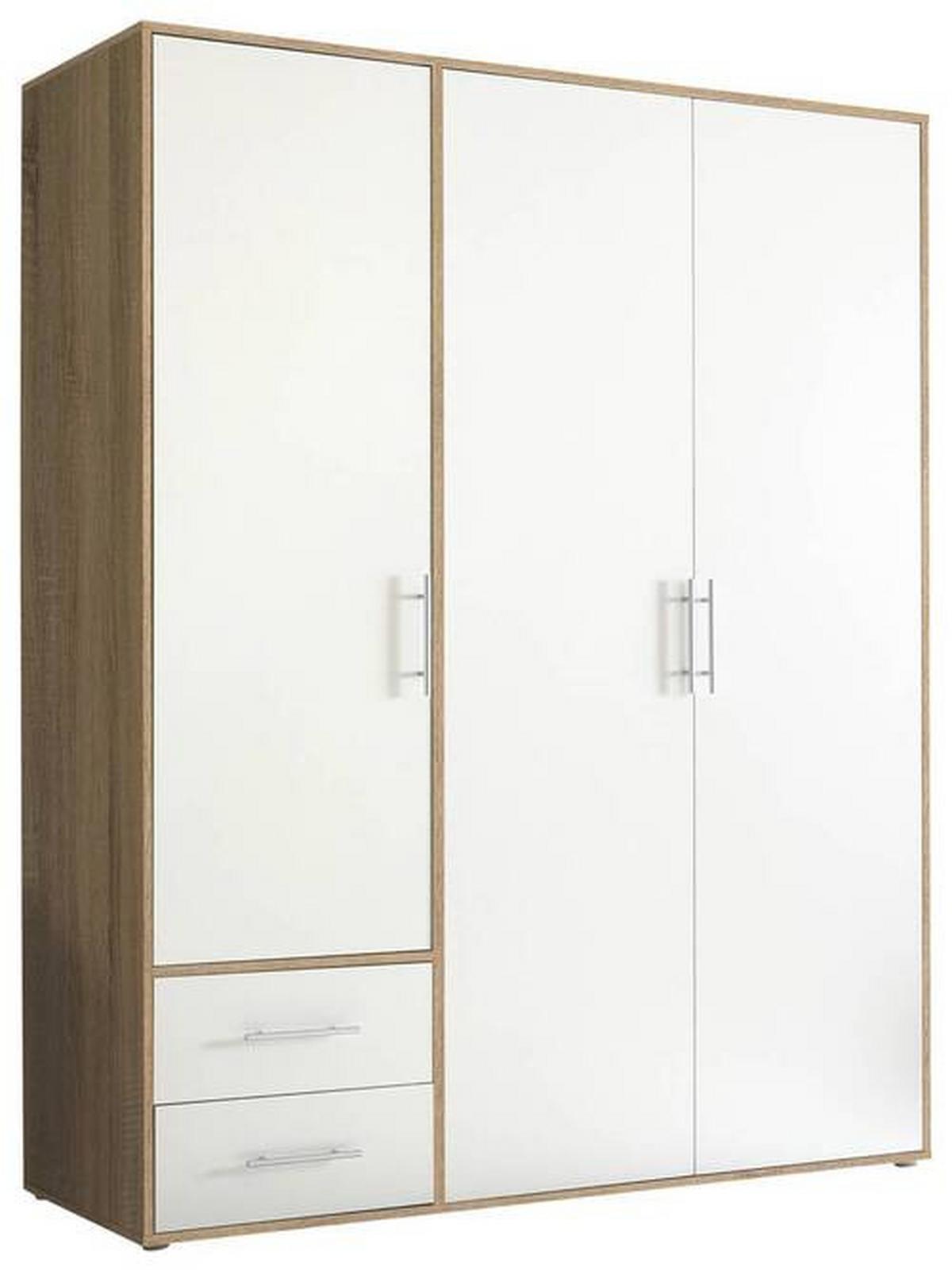 Skřiň s ototčnými dveřmi VALENCIA 155cm - bílá/Sonoma dub, Moderní, kompozitní dřevo/plast (155/195/60cm) - MID.YOU