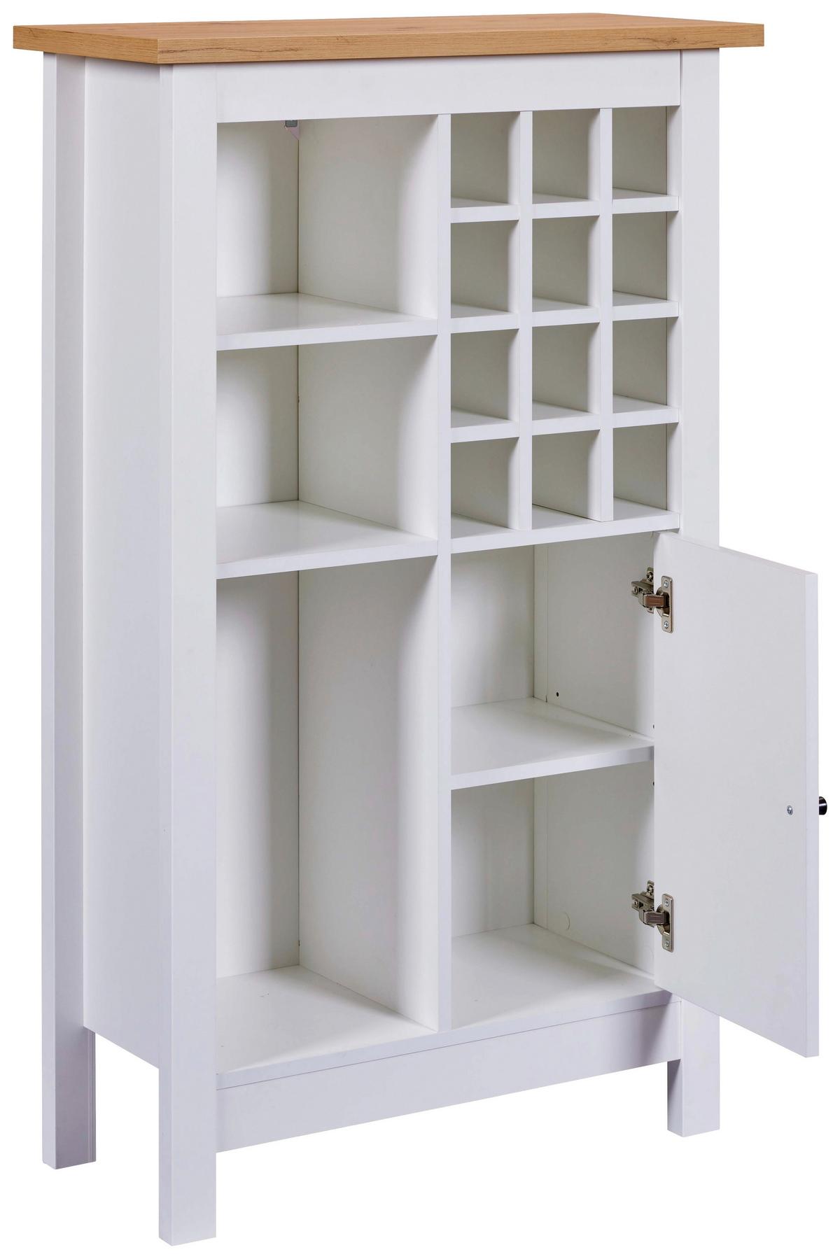 Weinschrank Julina Weiß, Eiche Dekor B: 77cm - Weiß/Eiche Artisan, Design, Holzwerkstoff (77/124/33cm) - Livetastic