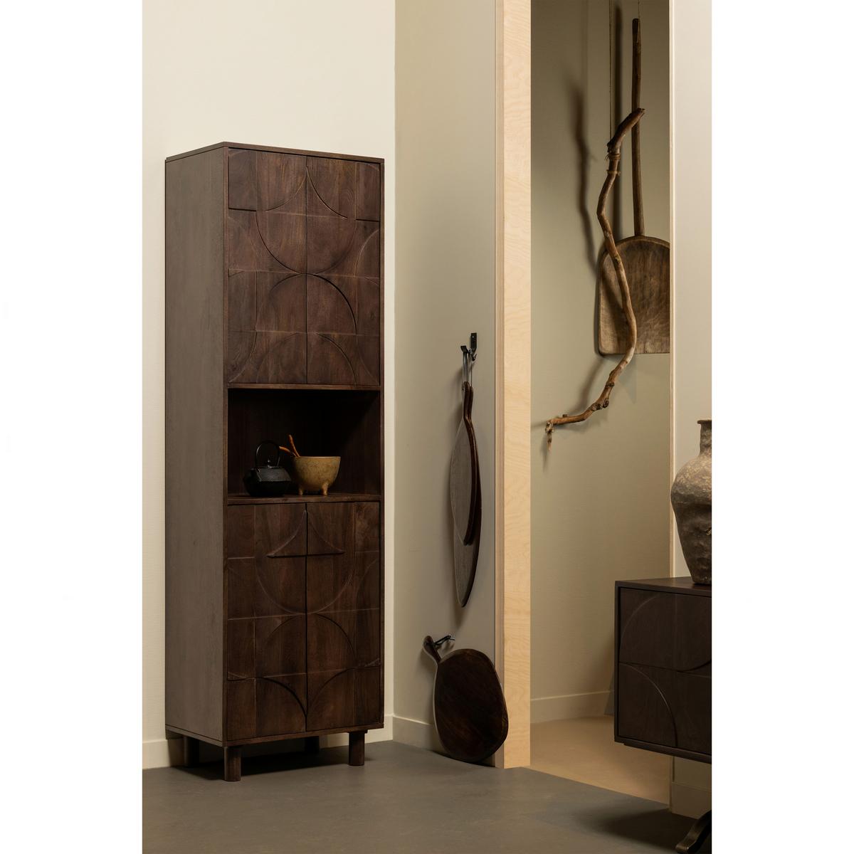 Vitrine Draw Walnussfarben B: 60cm - Walnussfarben, Design, Holz (60/200/40cm) - Livetastic