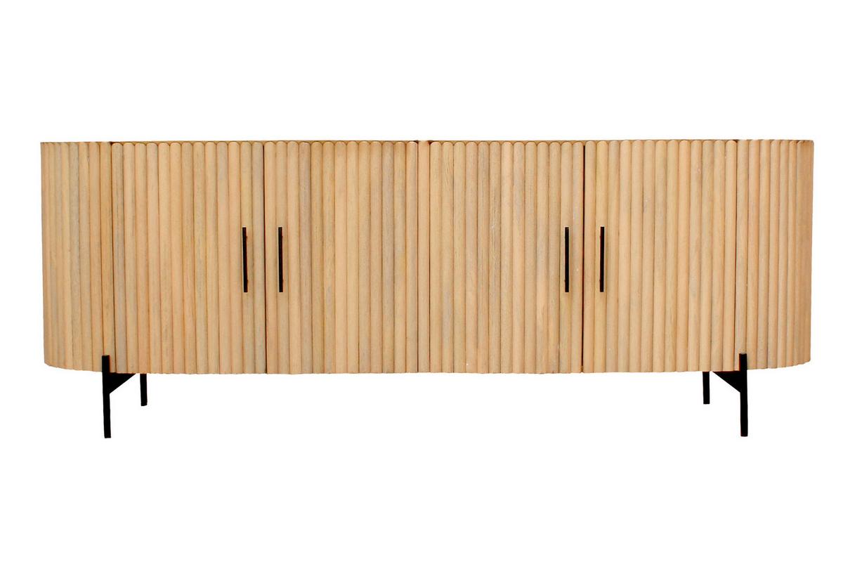 SIDEBOARD Schwarz/Naturfarben B: 190cm - Schwarz/Naturfarben, Design, Holz/Metall (190/76/45cm) - MID.YOU